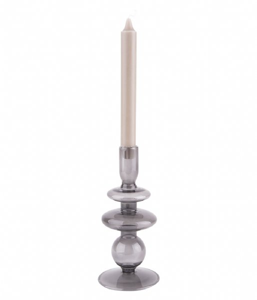 Present Time ljusstake Candle holder Glass Art rings medium Black (PT3635BK)
