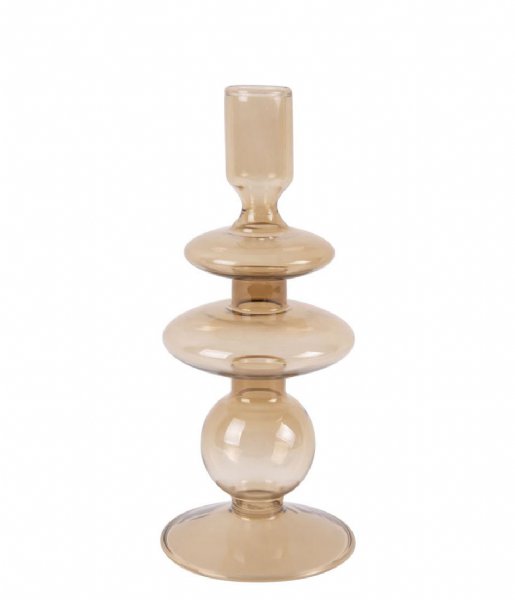 Present Time ljusstake Candle holder Glass Art rings medium Sand Brown (PT3635BR)