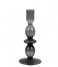 Present Time ljusstake Candle holder Glass Art bubbles Medium Black (PT3637BK)