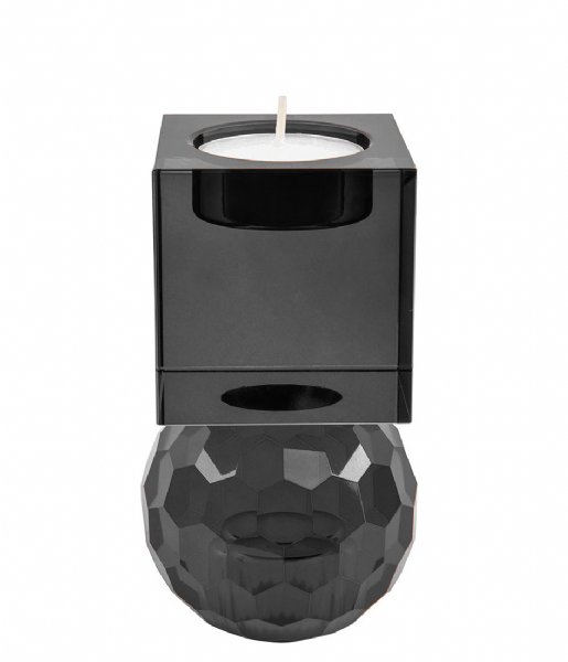 Present Time ljusstake Candle holder Crystal Art medium Squared Black (PT3641BK)