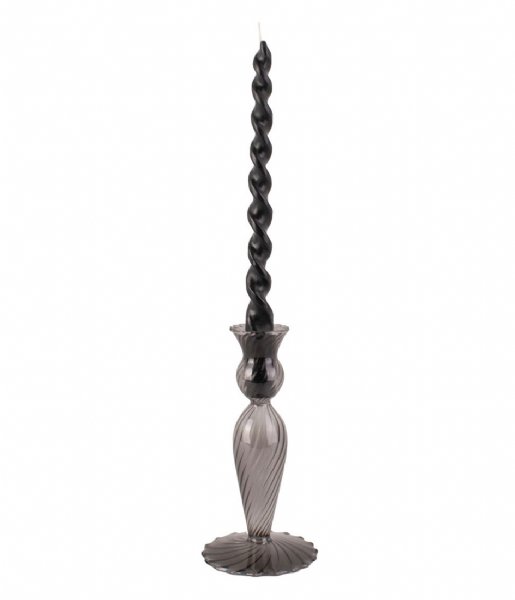 Present Time ljusstake Candle holder Swirl glass Black (PT3729BK)