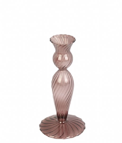 Present Time ljusstake Candle holder Swirl glass Cholocate Brown (PT3729BR)