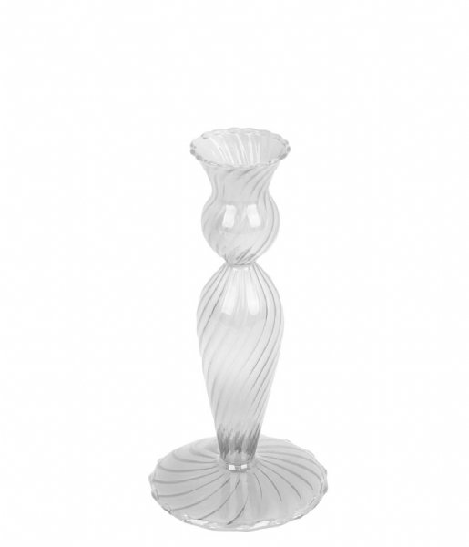 Present Time ljusstake Candle holder Swirl glass Clear (PT3729CL)