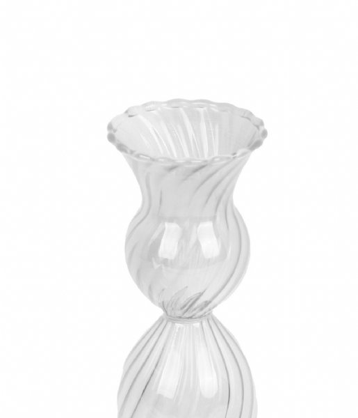 Present Time ljusstake Candle holder Swirl glass Clear (PT3729CL)