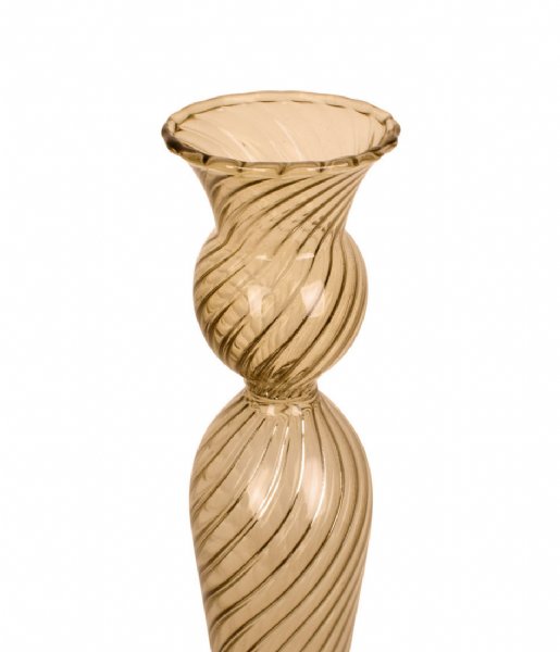 Present Time ljusstake Candle holder Swirl glass large Sand Brown (PT3730SB)