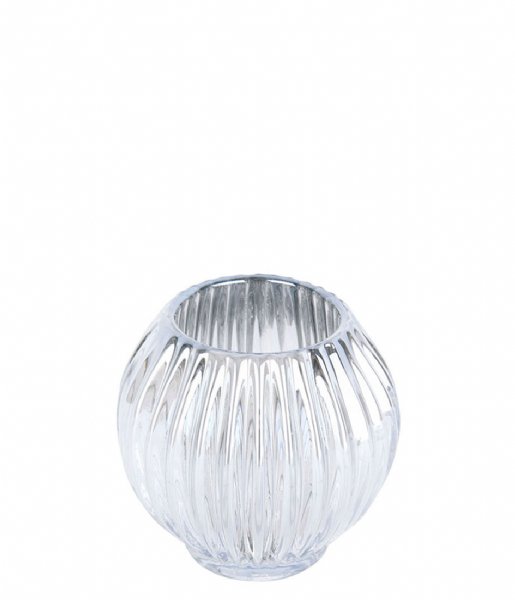 Present Time ljusstake Votive Sparkle lines glass round Silver (PT3765SI)