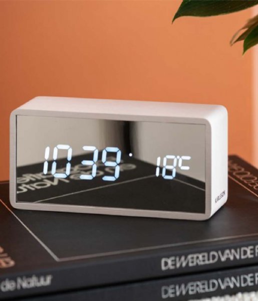 Karlsson  Alarm clock Silver Mirror LED White Wood Veneer (KA5879WH)