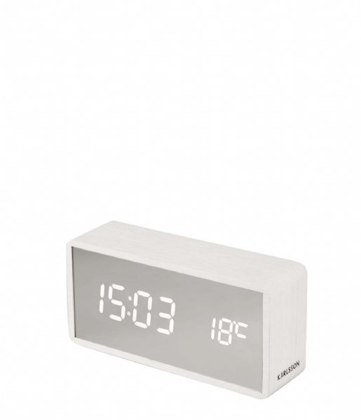 Karlsson  Alarm clock Silver Mirror LED White Wood Veneer (KA5879WH)