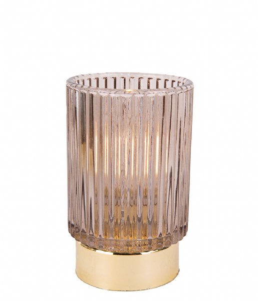 Present Time  Votive LED Ribbed glass Amber Brown (PT3688BR)