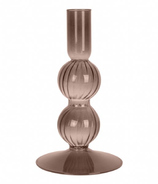 Present Time ljusstake Candle holder Swirl Bubbles glass Cholocate Brown (PT3727BR)