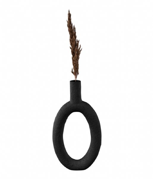 Present Time  Vase Ring oval high polyresin Black (PT3745BK)