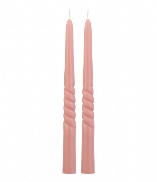 Present Time  Dinner candle Mid Twirl Set of 2pcs Faded Pink (PT3780PI)