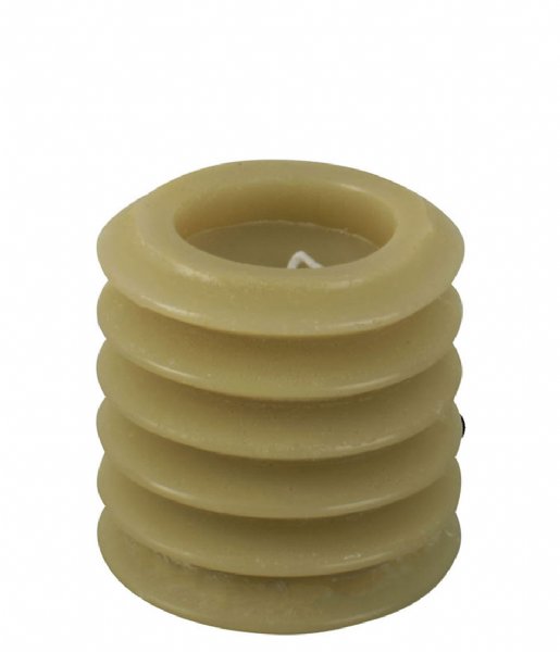 Present Time  Pillar candle Layered Circles small Olive Green (PT3792OG)