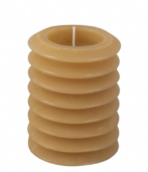Present Time  Pillar candle Layered Circles medium Sand Brown (PT3793SB)