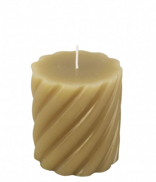 Present Time  Pillar candle Swirl small Olive Green (PT3795OG)
