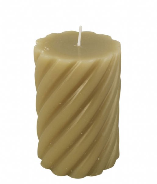 Present Time  Pillar candle Swirl medium Olive Green (PT3796OG)