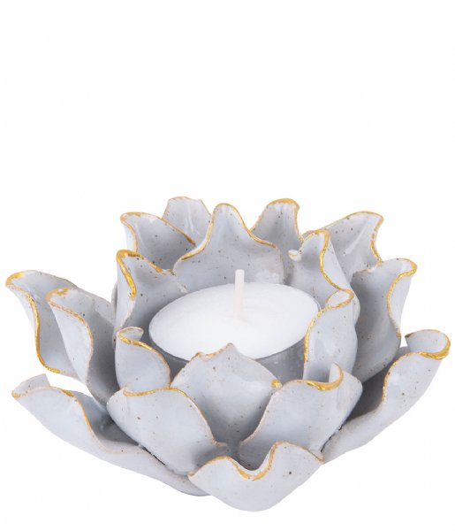 Present Time ljusstake Candle holder Flower porcelain White (PT3507WH)