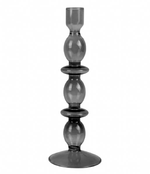 Present Time ljusstake Candle holder Glass Art bubbles large Black (PT3638BK)