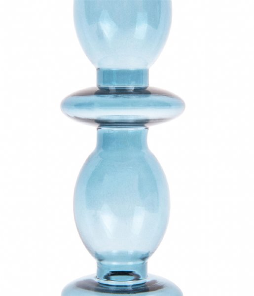 Present Time ljusstake Candle holder Glass Art bubbles large Blue (PT3638BL)