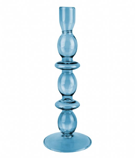 Present Time ljusstake Candle holder Glass Art bubbles large Dark Blue (PT3638DB)