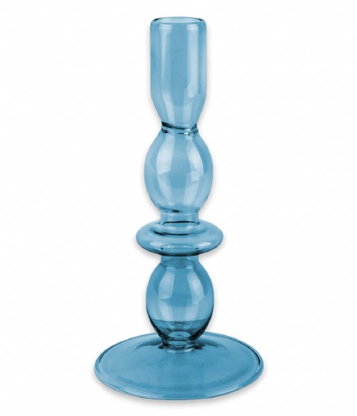 Present Time ljusstake Candle holder Glass Art bubbles Medium Dark Blue (PT3637DB)