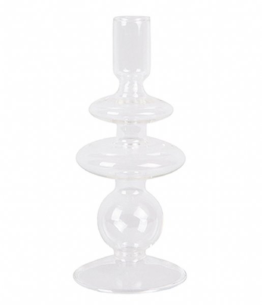 Present Time ljusstake Candle holder Glass Art rings medium Clear (PT3635CL)