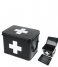 Present Time  Medicine Storage Box Metal W. White Cross M Black (PT2950M)