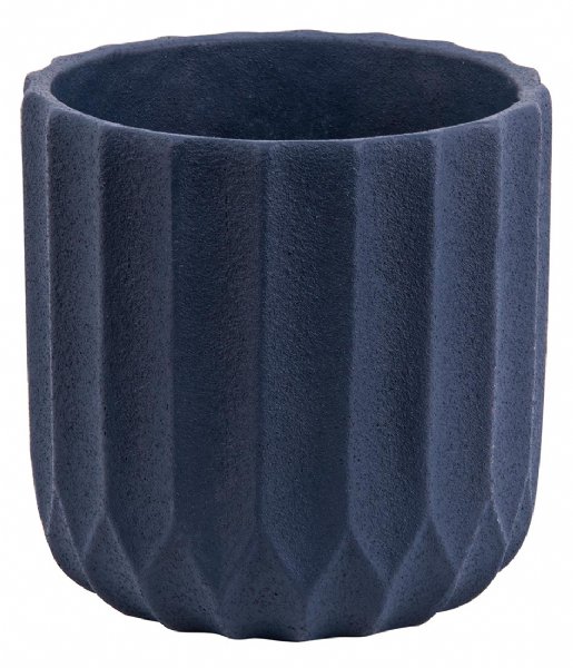Present Time  Plant pot Stripes cement medium dark blue (PT3601BL)
