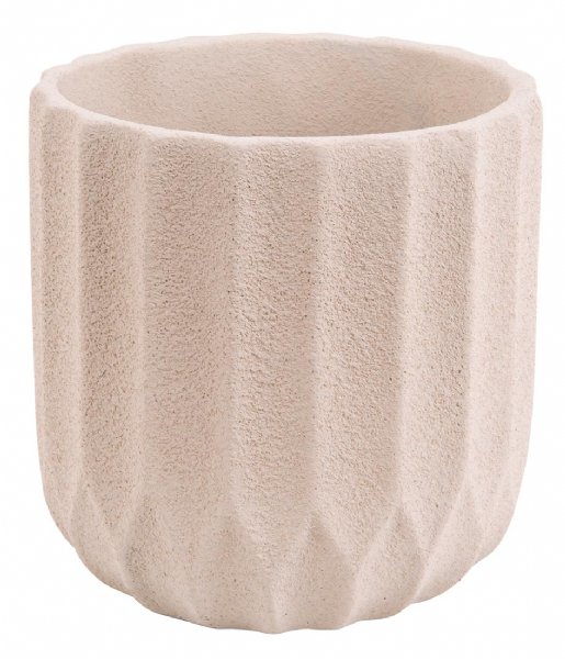 Present Time  Plant pot Stripes cement small ivory (PT3602WH)