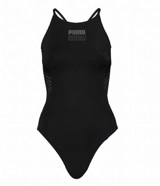 Puma  Swim High Neck Swimsuit 1P Black Combo (001)