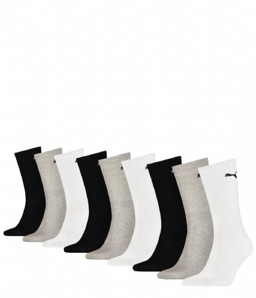 Puma  Crew Sock 9P 9-Pack White Grey Black (002)