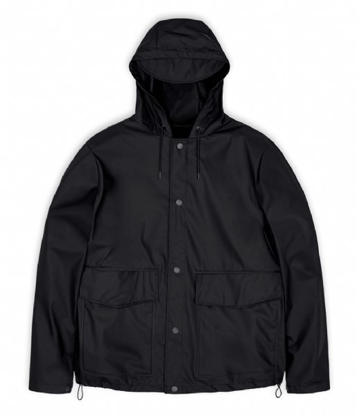 Rains  Short Hooded Coat Black (01)