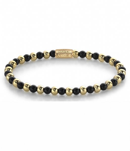 Rebel and Rose  Mix Black Madonna - 4mm - yellow gold plated Bruin/Geelgoud