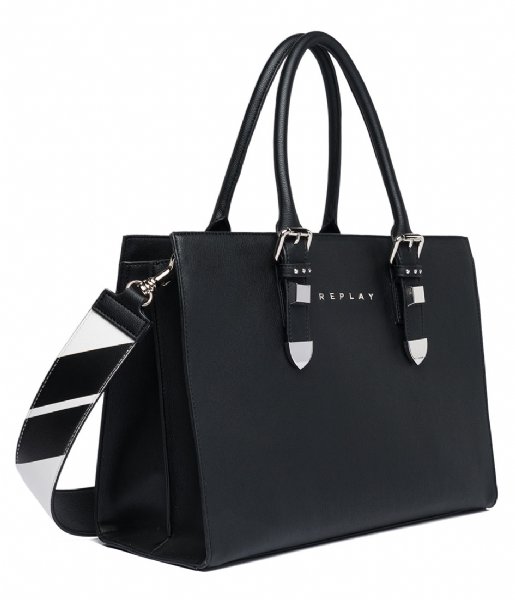 Replay  Shopper Bag With Double Handle black