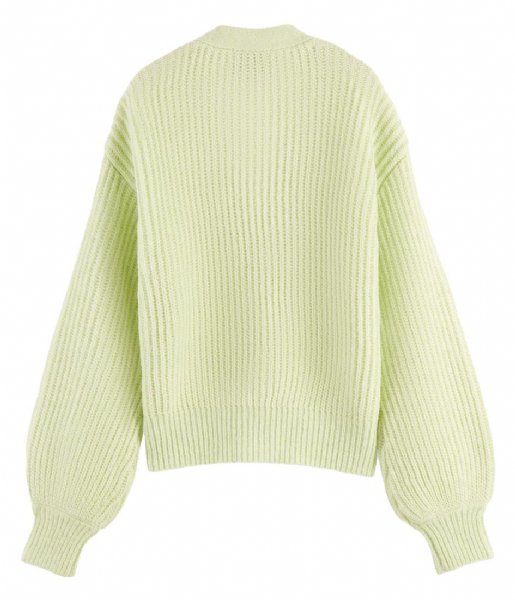 Scotch and Soda  V-Neck Boxy-Fit Knitted Cardigan Citrus Green (4638)