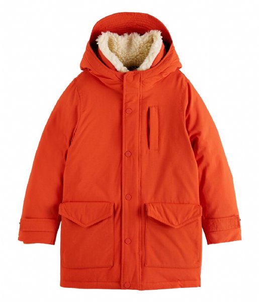 Scotch and Soda  Boys Teddy Collar Padded Recycled Jacket With Repreve Filling Lava (1098)