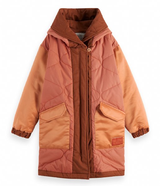 Scotch and Soda  Girls Reversible Colourblock Parka Jacket With Repreve Filling Earth (1163)