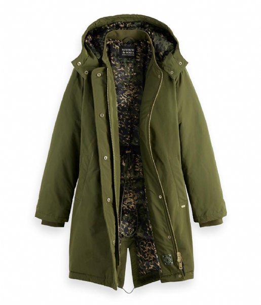 Scotch and Soda  Water Repellent Parka With Repreve Filling Dark Olive (3816)