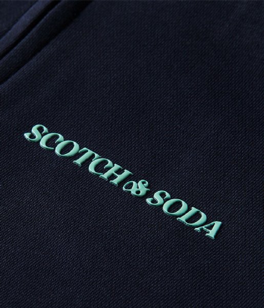 Scotch and Soda  Unisex Organic Cotton Felpa Logo Zip-Thru Hoodie Night (0002)