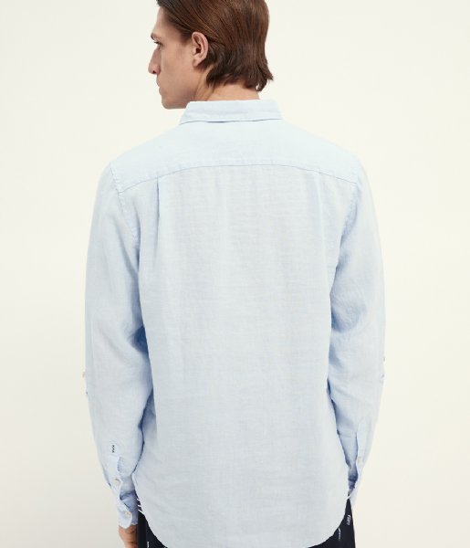 Scotch and Soda  REGULAR FIT Garment dyed linen shirt with sleeve roll up Blue (0765)