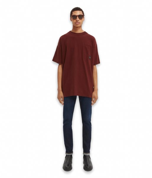 Scotch and Soda  Loose fit structured jersey T-shirt in Organic Cotton Bordeaux Border (4322)