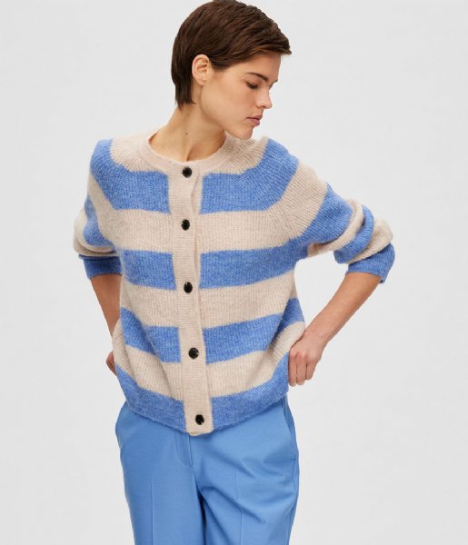 Selected Femme  Lulu Long Sleeve Knit Short Cardigan Ultramarine (#5B7EBD)