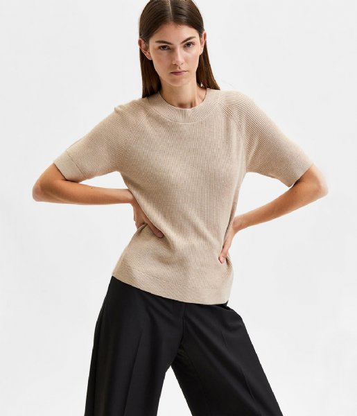 Selected Femme  Knitted Ss Knit Top Birch