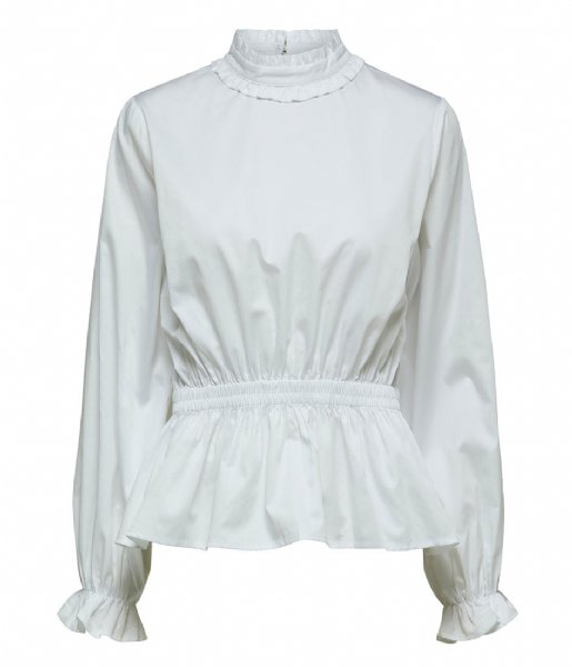 Selected Femme  SLFJosefine Long Sleeve Ruffle Top Bright White