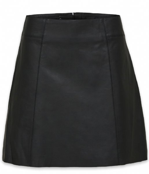 Selected Femme  Ibi Mid waist Leather Skirt Black