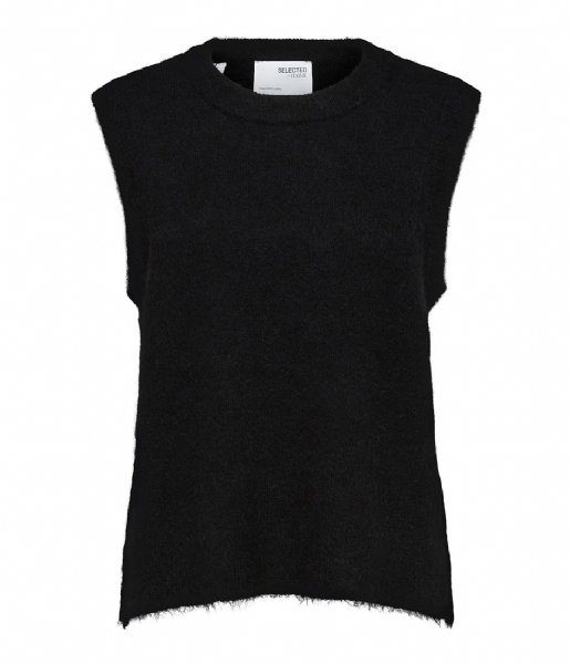 Selected Femme  Lulu Knit Vest O Neck B Black