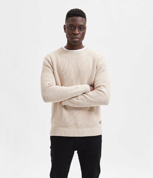 Selected Homme  Irven Long Sleeve Knit Crew W Egret