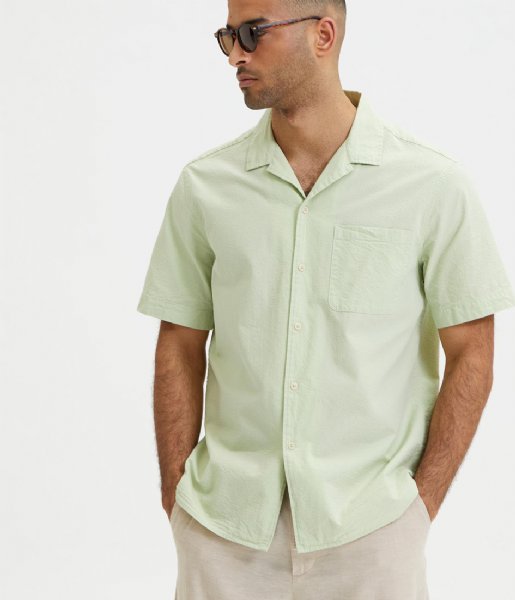Selected Homme  Relax Ray Short Sleeve Seersucker Solid Green Lily