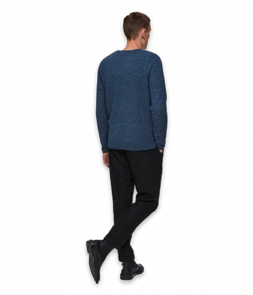 Selected Homme  Rocky Crew Neck B Dark Sapphire Twisted with blue mirage