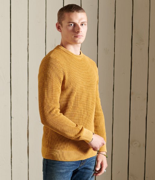 Superdry  Academy Dyed Textured Crew Washed Turmeric Tan 
